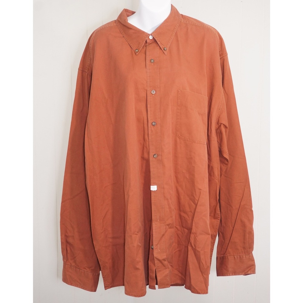Eddie Bauer Tall 3XL Burnt Orange Cotton Button Down Relaxed Fit Shirt